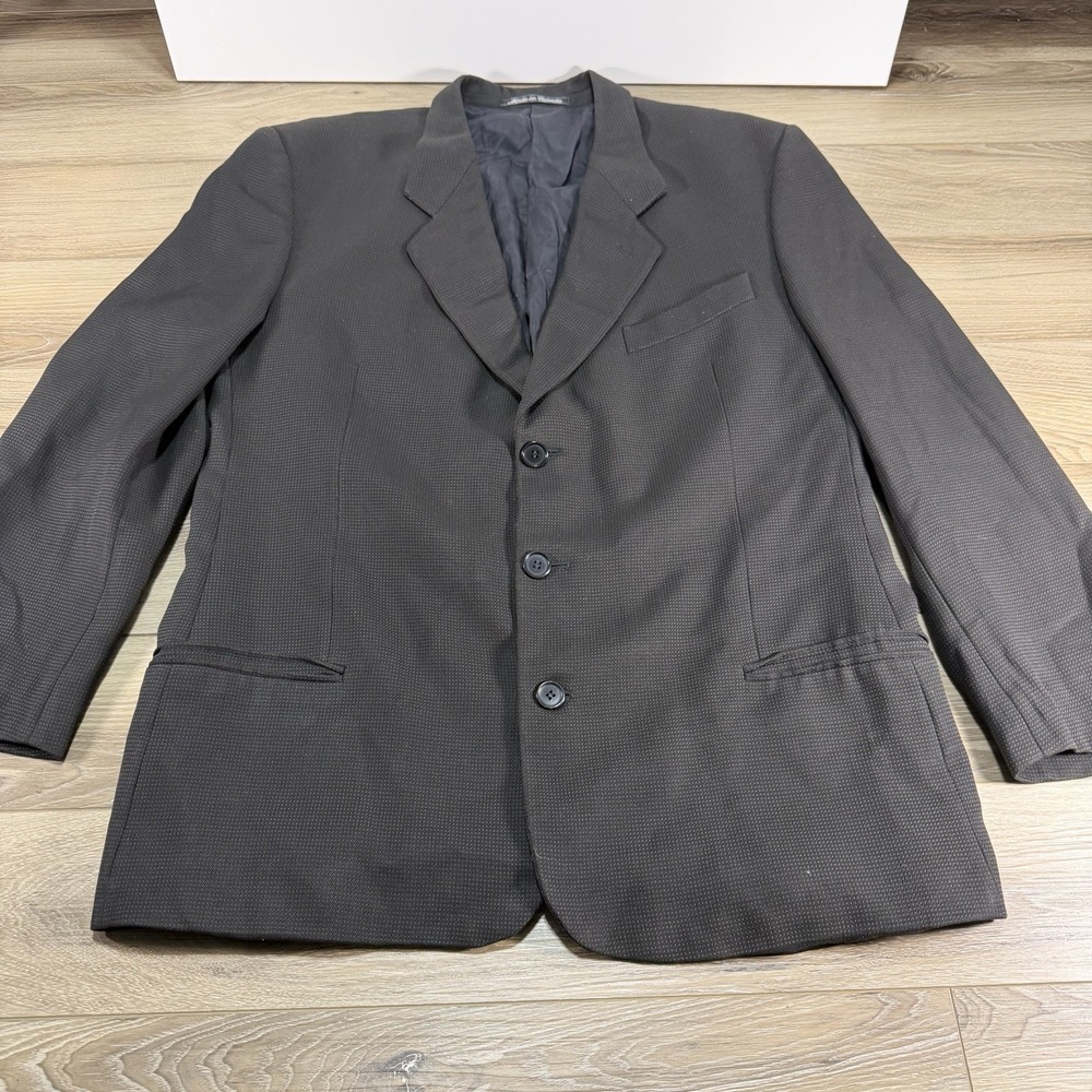 Vintage Mani Giorgio Armani Suit Jacket 42 R Black Wool Striped Italy Designer